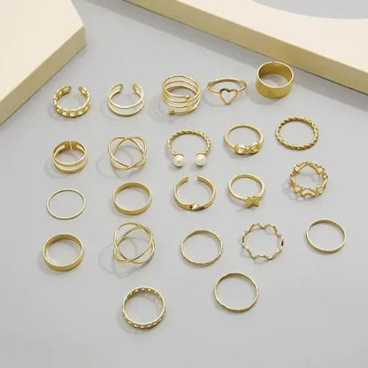 💍 Jewels Galaxy – Gold Plated Stackable Rings Set (23 Pieces) ✨