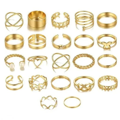 💍 Jewels Galaxy – Gold Plated Stackable Rings Set (23 Pieces) ✨